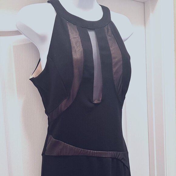 Honey & Rosie Long Maxie Black Sheer Dress-Formal-Size Medium-Black/Nude-Stretch - Picture 4 of 16